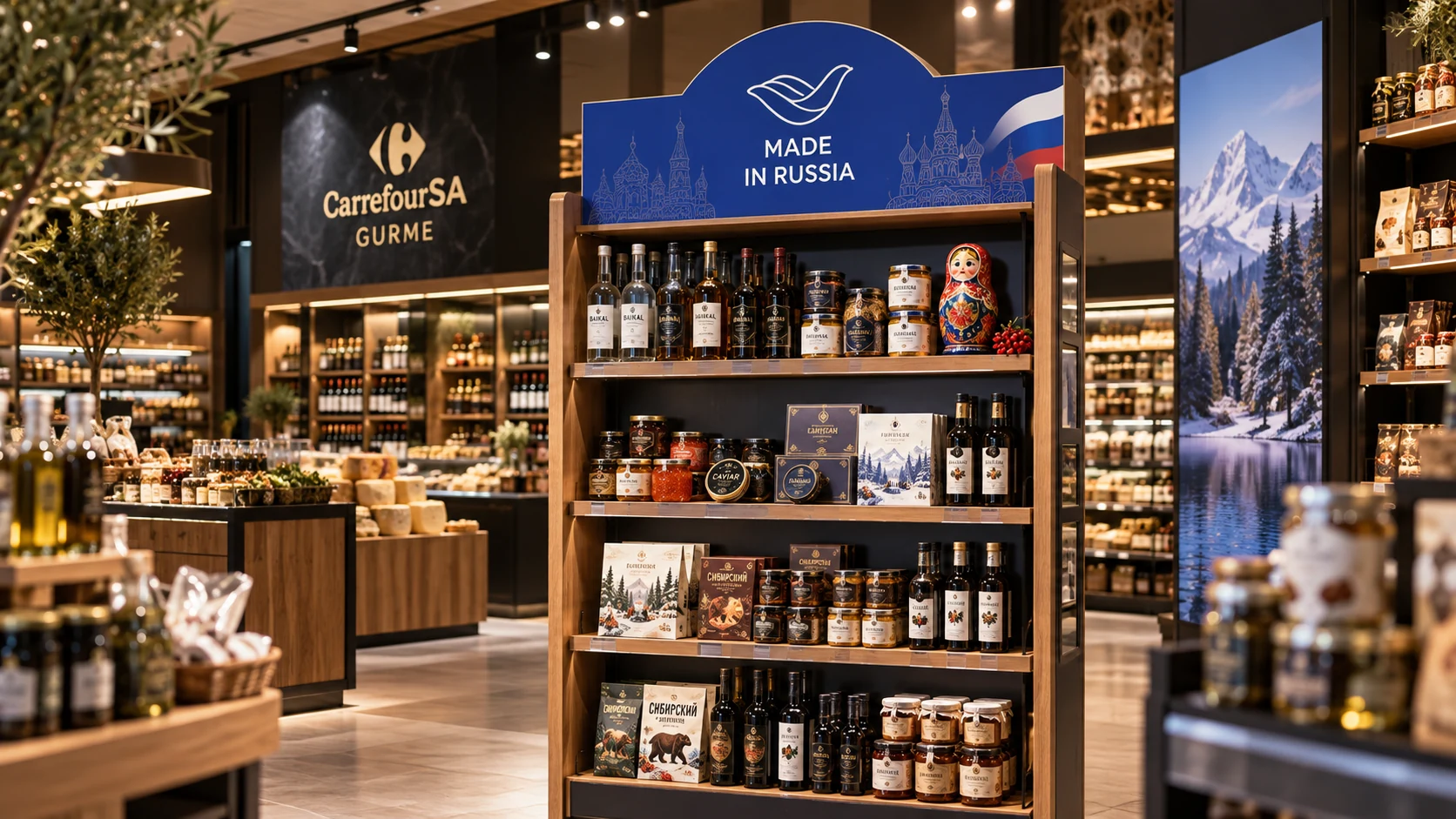 CarrefourSA Gurme'de Made in Russia marka rafları
